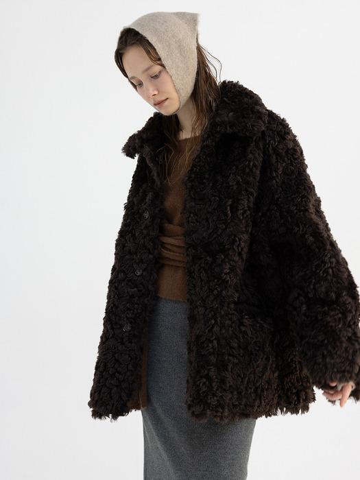[단독]Reversible fluffy coat (ivory / brown)