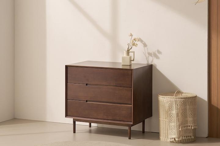 알바로 드로우 800 3단 원목 서랍장 (거울/의자 추가선택)