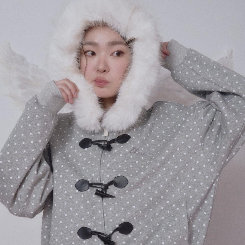 DOT DUFFEL HOOD ZIP-UP HEATHER GRAY