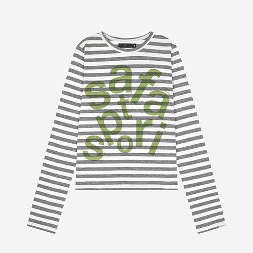 1/2 TICKETING STRIPE BORDER TEE (GRAY)
