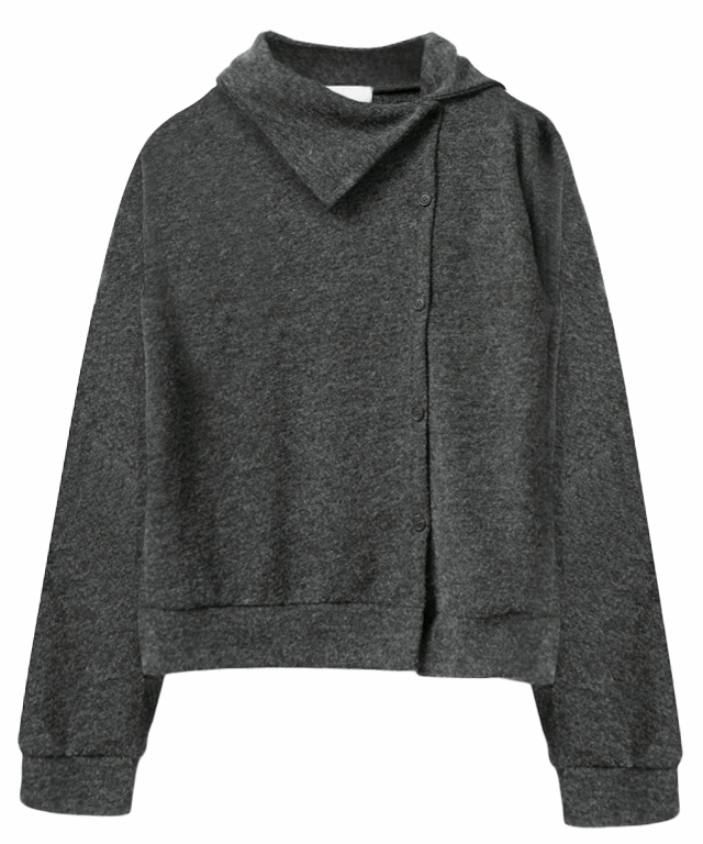 디스위켄드 [당일출고] [유니크/넥변형 가능] 피어 언발 사선 하이넥 단추 가디건