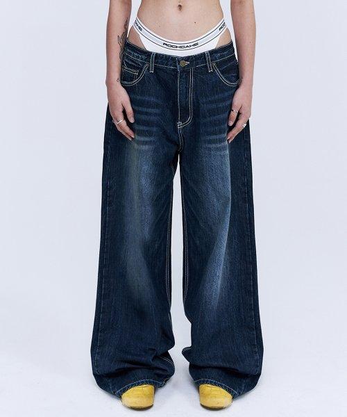 락케이크(ROCKCAKE)  Dixy Low Rise Wide Jeans - Indigo - 사이즈 & 후기 | 무신사