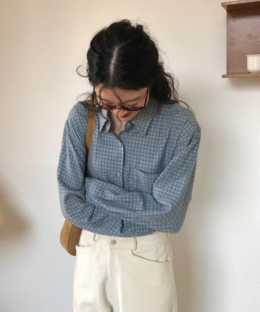 [당일]웨더 피치 체크 셔츠 (2col) weather