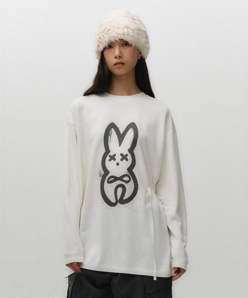 루즈핏 리본 테이프 롱슬리브 화이트