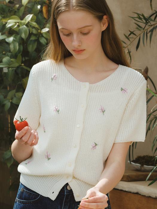 [단독] G Blossom Linen Cardigan_Ivory
