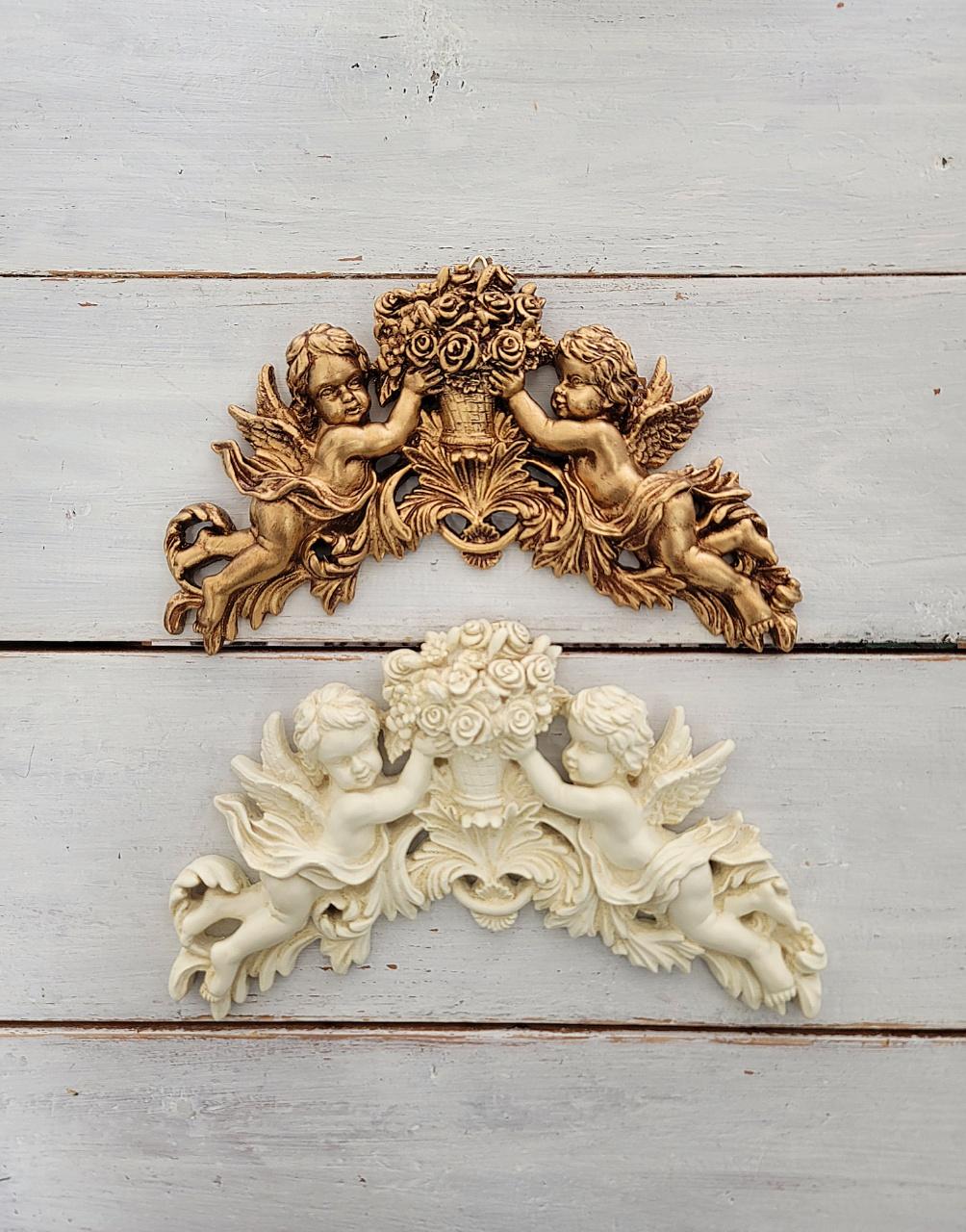 쉐비블랑체 앤틱 천사 몰드 골드 화이트 프레임 가구 액자 리폼 diy 벽장식 몰딩