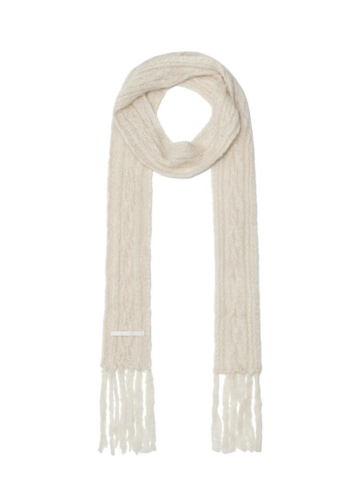 KID-MOHAIR FRINGE SCARF, IVORY