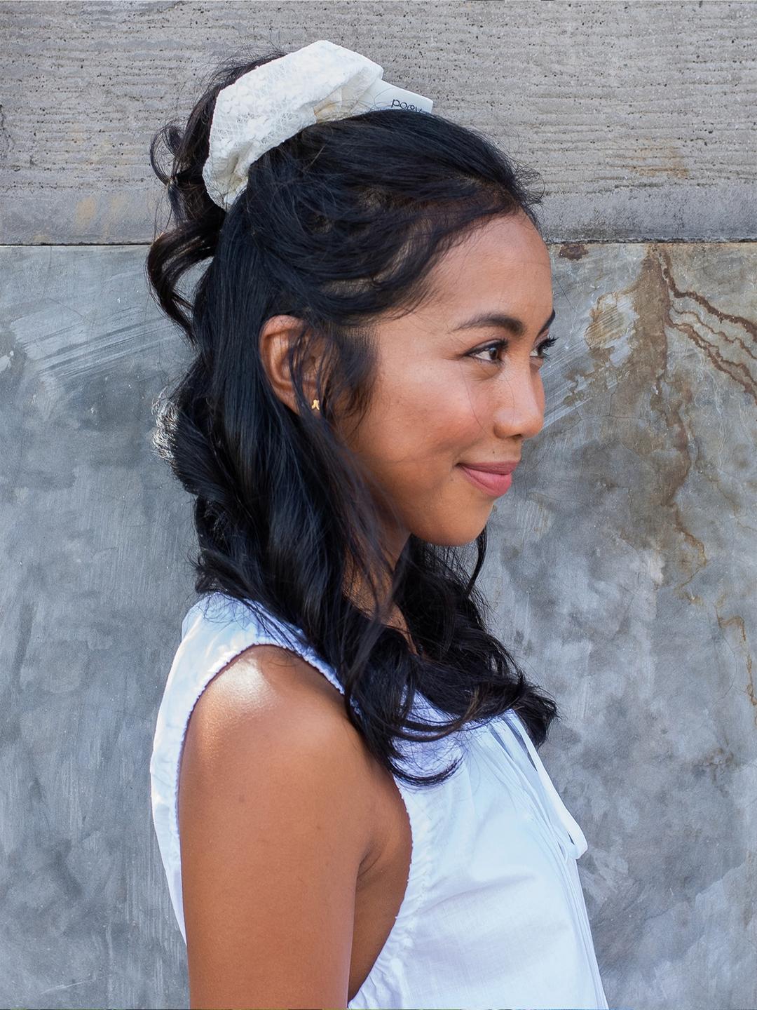 Lace Big Scrunchie - White