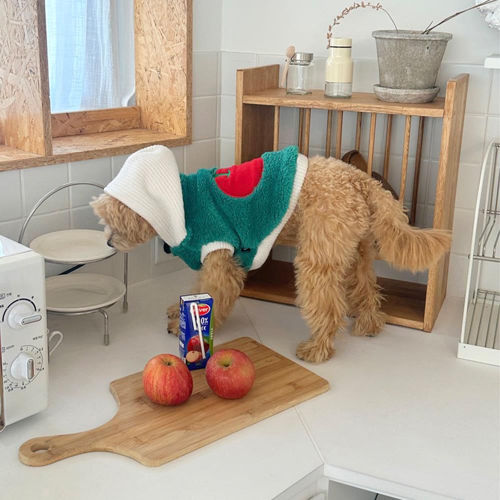 우니토 후르츠 사과 강아지후드점퍼 강아지겨울옷 강아지후리스