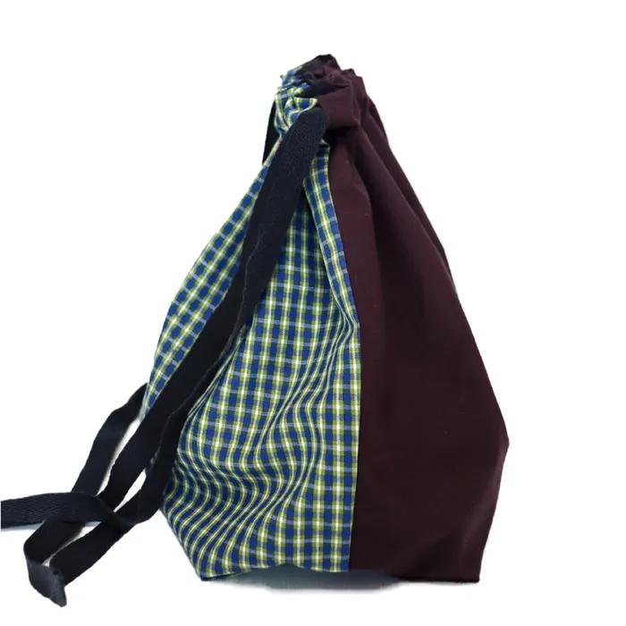 FLIP STRING POUCH - L [Blue Check]