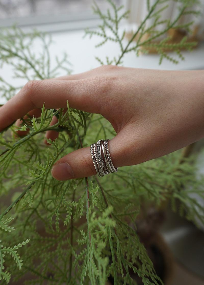 [R832] 믹스 매치 큐빅 라인 반지 시선 17호