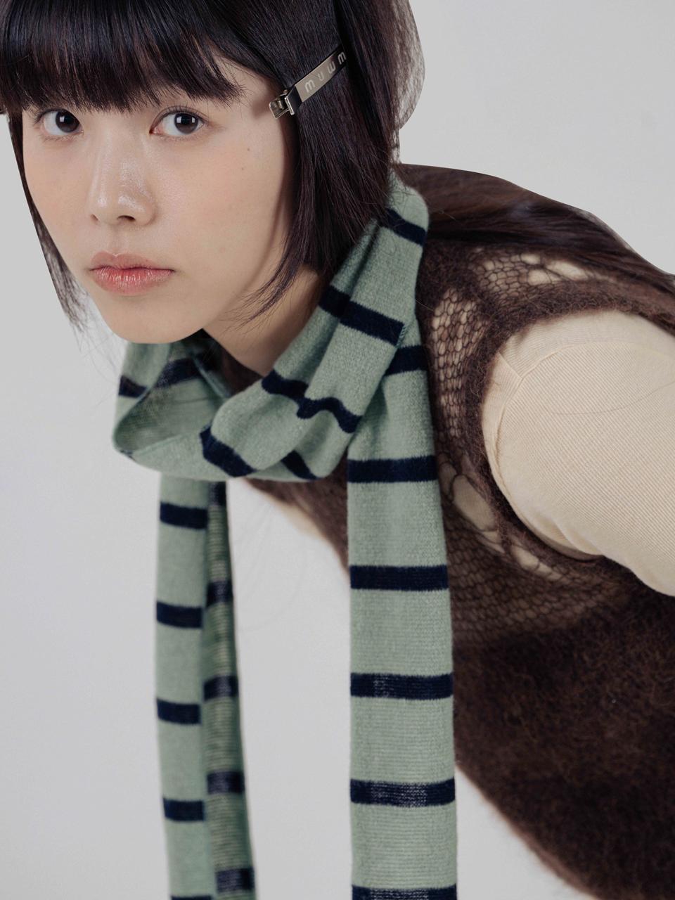 [11/2 배송] Lazy Stripe Muffler (Mint Navy)