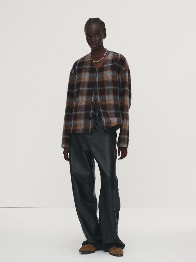 CHECKED WOOL MOHAIR BLOUSON (ITALIAN FABRIC)_ BROWN