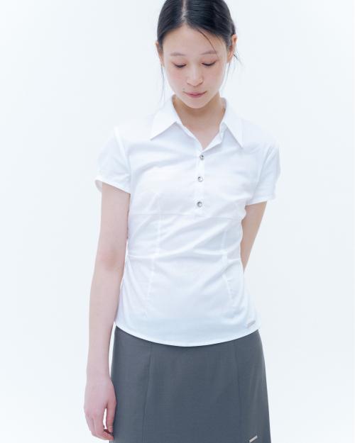 Fitted cap sleeves shirts WHITE