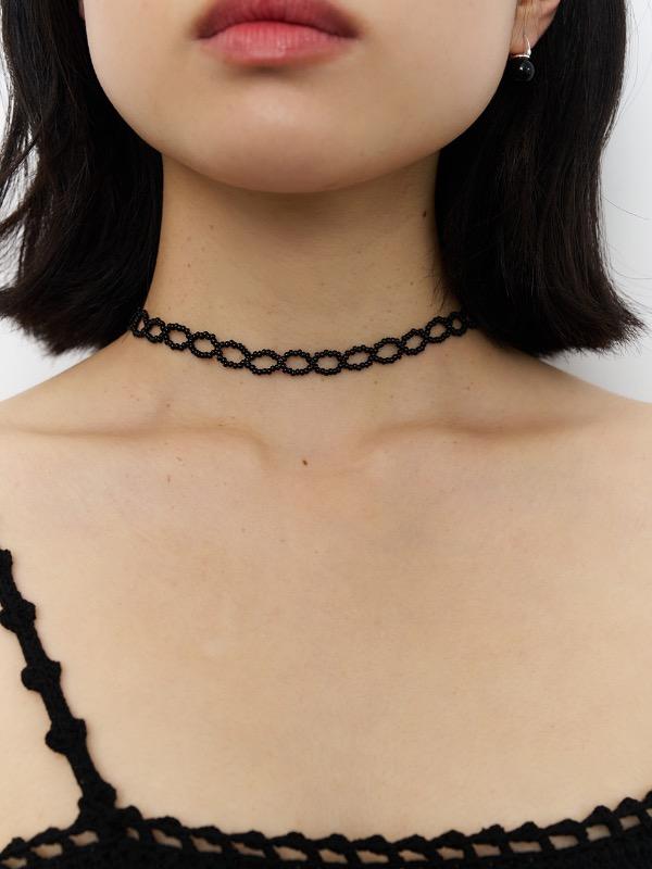 black bead lace chocker