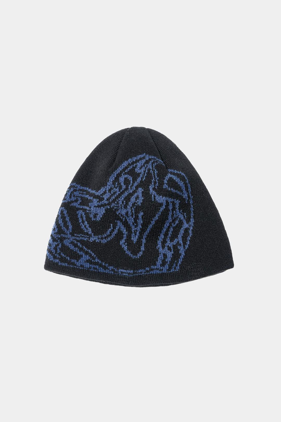 DOODLE HEART KNIT BEANIE BLACK