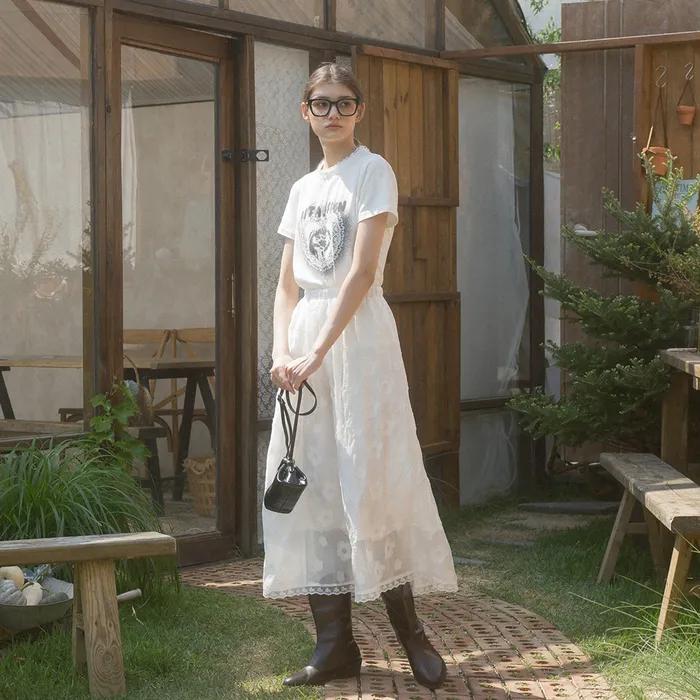 플라워패턴 밴딩 롱스커트