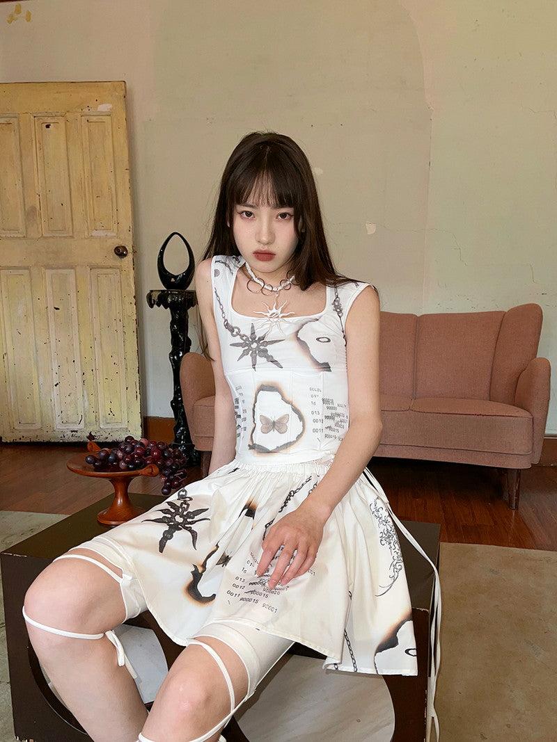 Tight Cropped Stretch Back-Open Nichi Tops - M / white(presale)