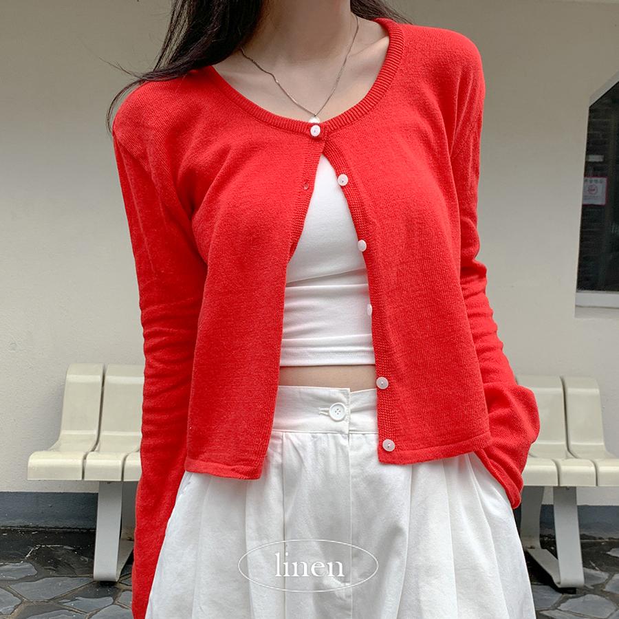 아더먼데이 [린넨💗기본핏] 심쿵린넨 라운드 가디건 여름긴팔가디건 린넨가디건 여리여리 라운드넥 무지가디건 슬림핏 정핏 하객룩 간절기룩 장마룩