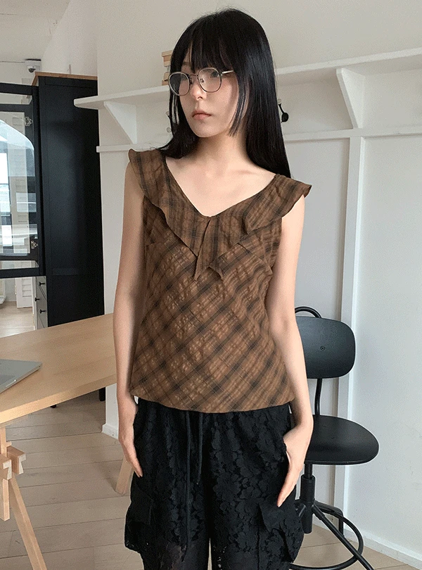 Anna check sleeveless top