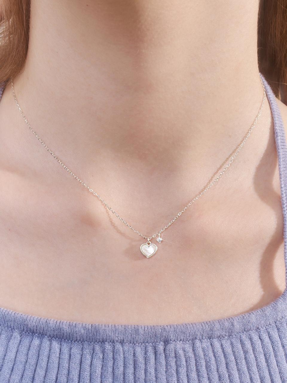 [아이브 리즈 착용] ami heart cubic necklace