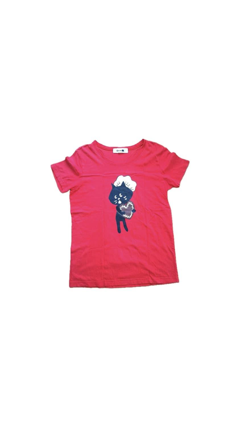 네넷 냐 레드 하트 요리사 고양이 반팔티셔츠 | 후루츠패밀리