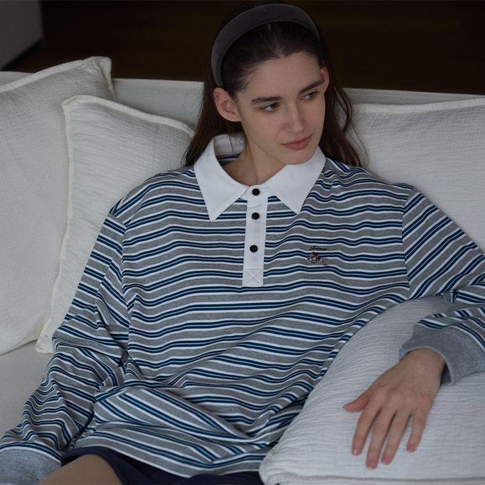 STRIPE RUGBY T-SHIRT [GRAY]