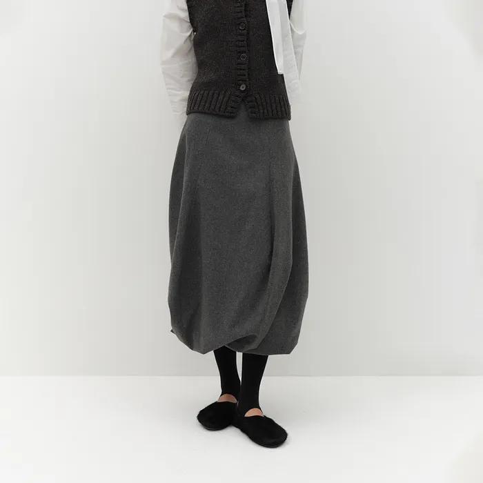 WOOL BALLOON SKIRT [GREY]