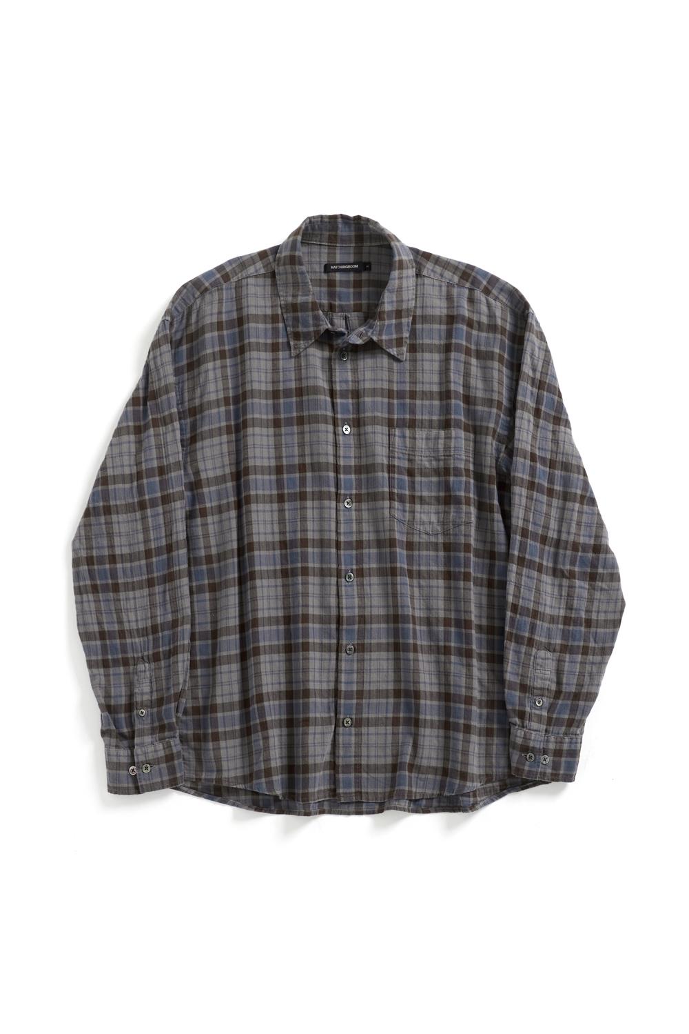 Classic Shirt Over Dyed Check Sky Blue/Brown