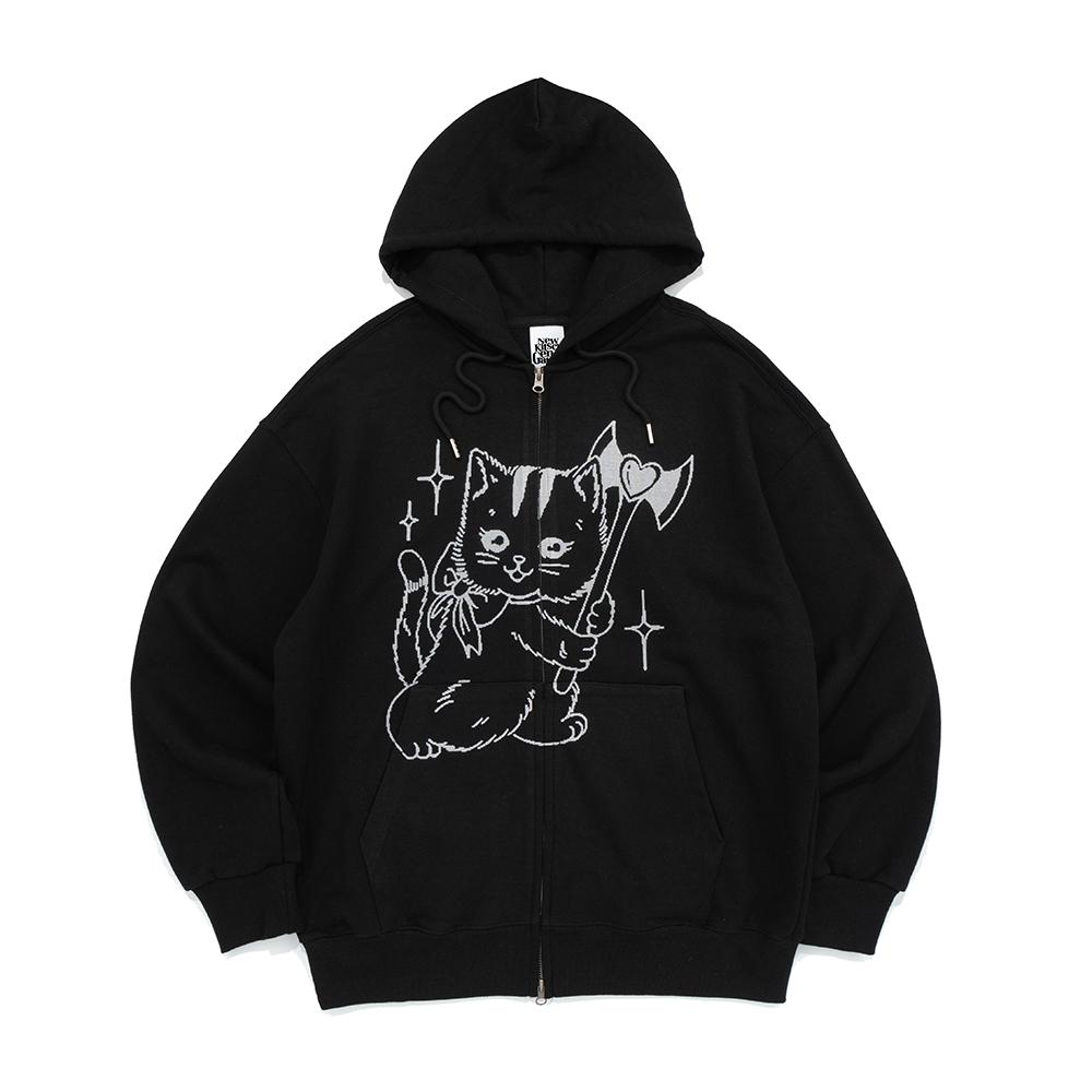 KILLING TIME CAT HOOD ZIP-UP (BLACK)