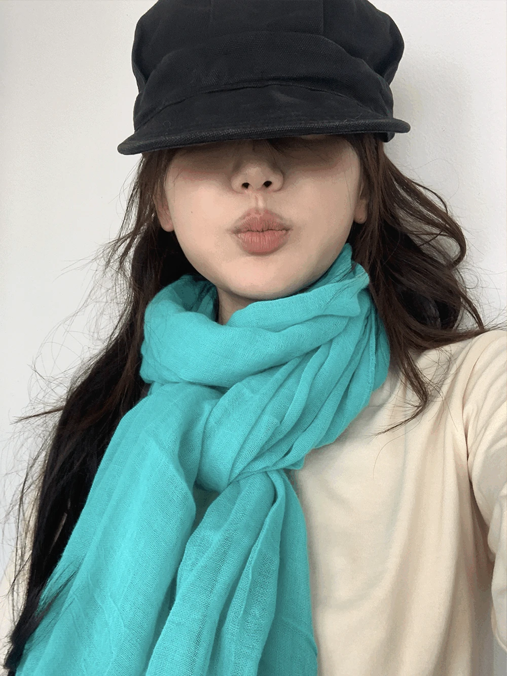 몬트 컬러 주름 롱 스카프 (6c)