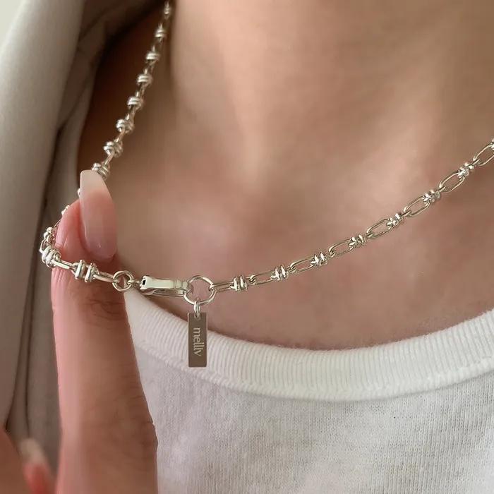 실버 타원링 링크 목걸이_mvn43