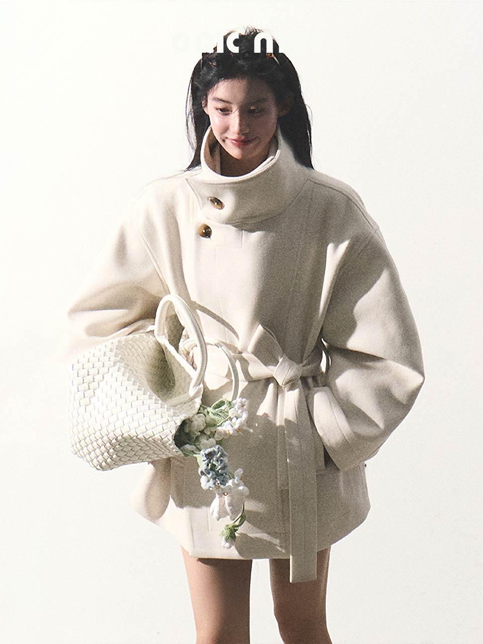 [OAK MOO] "The Touch of Cloud\" Belted Wool Coat