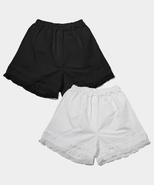 이단 프릴 레이어드 백포켓 이지 밴딩 쇼츠 팬츠 _ 2COLOR