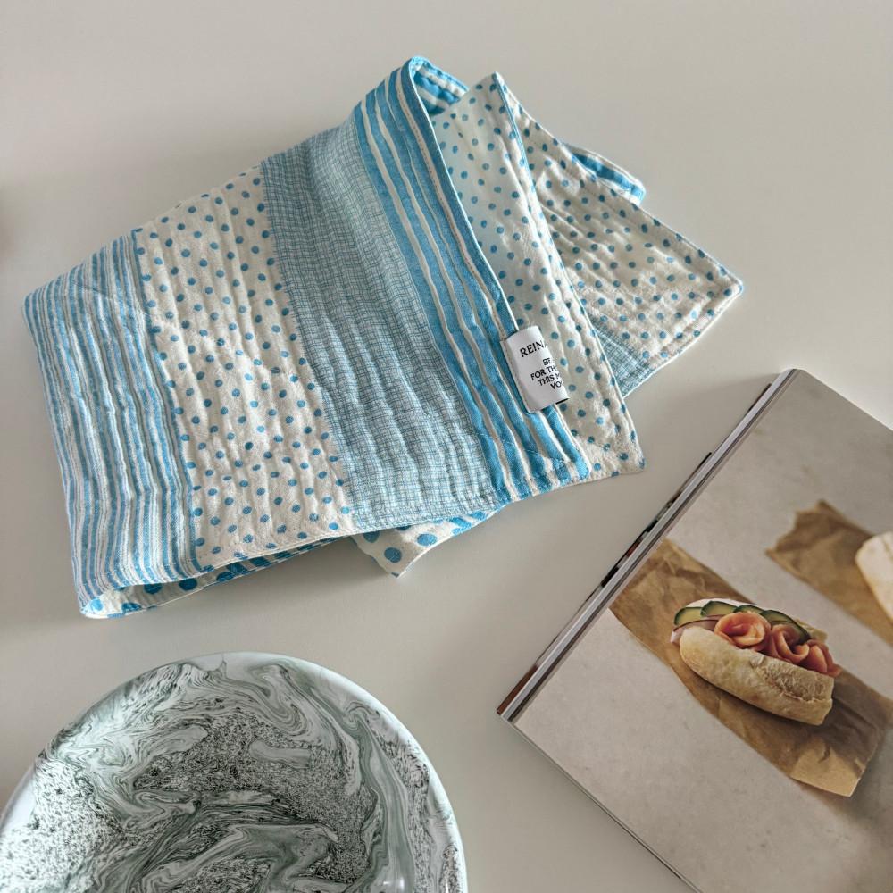 블루 도트 키친크로스 거즈 행주 패브릭 매트 가전 덮개