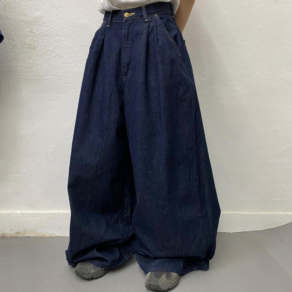 [중고] Lee x MERCURYDUO 18ss 인디고블루 와이드 데님 팬츠