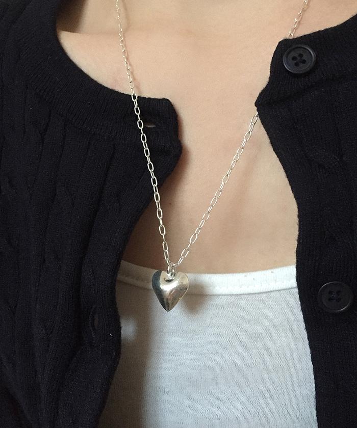 (silver925) 매트 하트 롱 목걸이 *2size