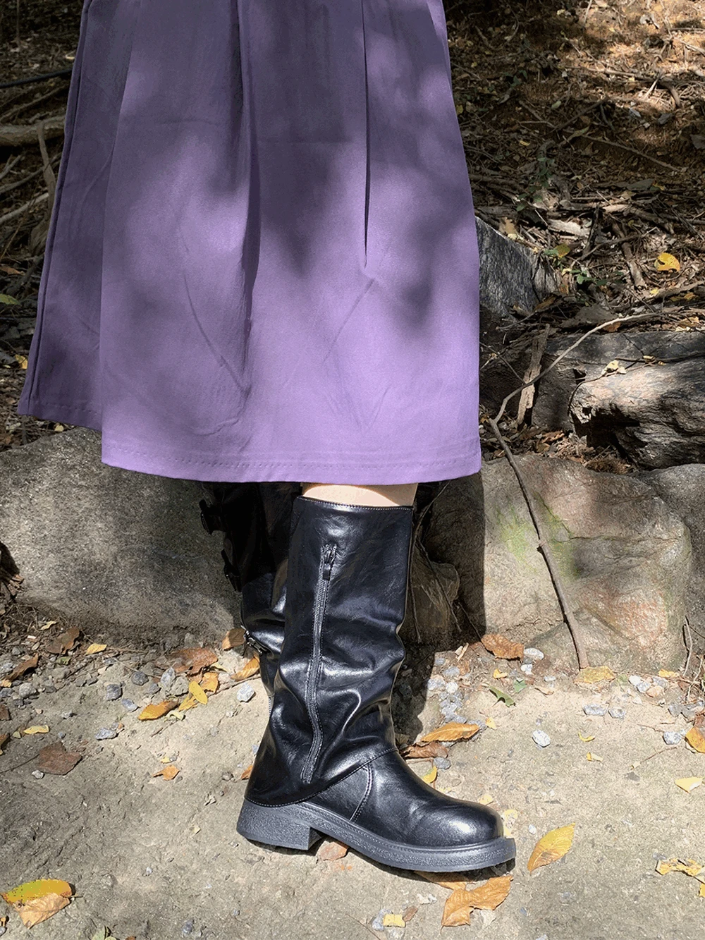 란드 버클 미들 롱 부츠