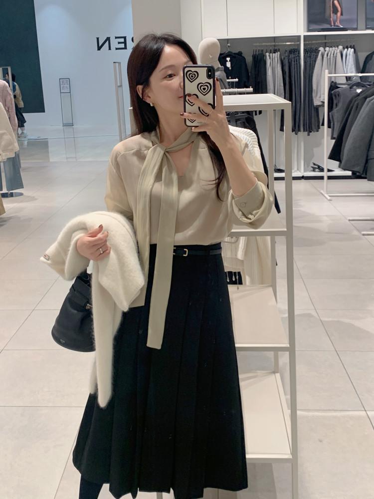 [더봄]신디 울 플리츠 스커트_벨트세트 2color