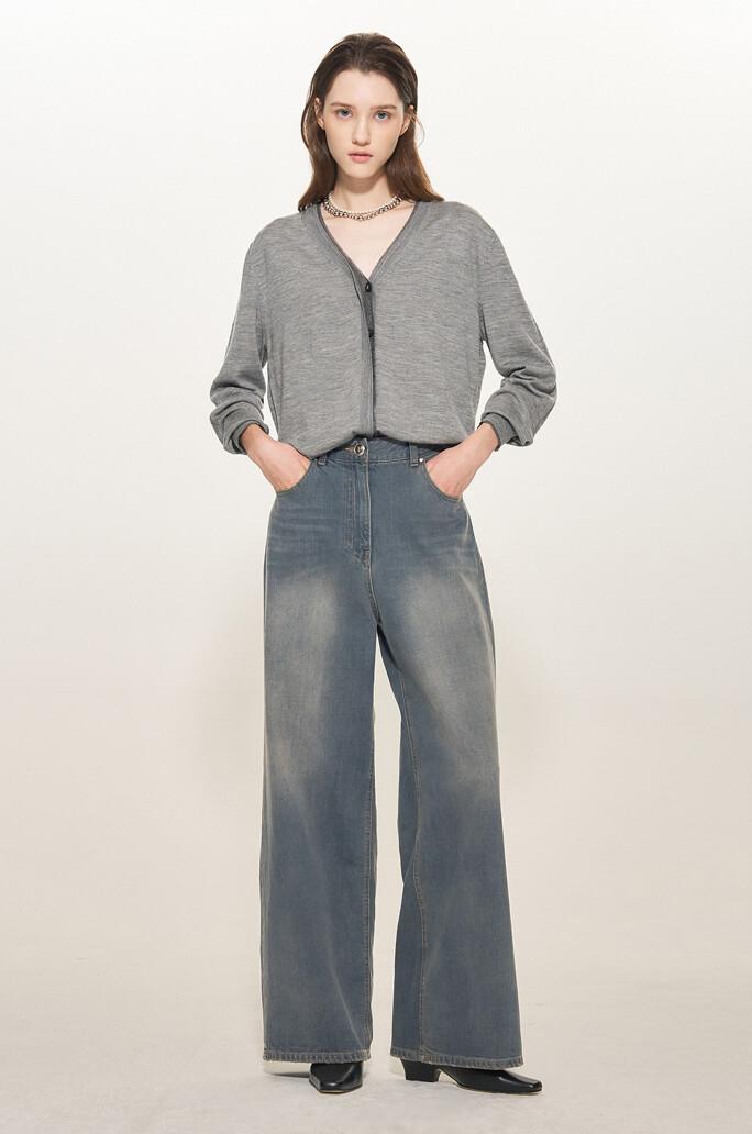 [TIME] 워시드 와이드 데님 팬츠