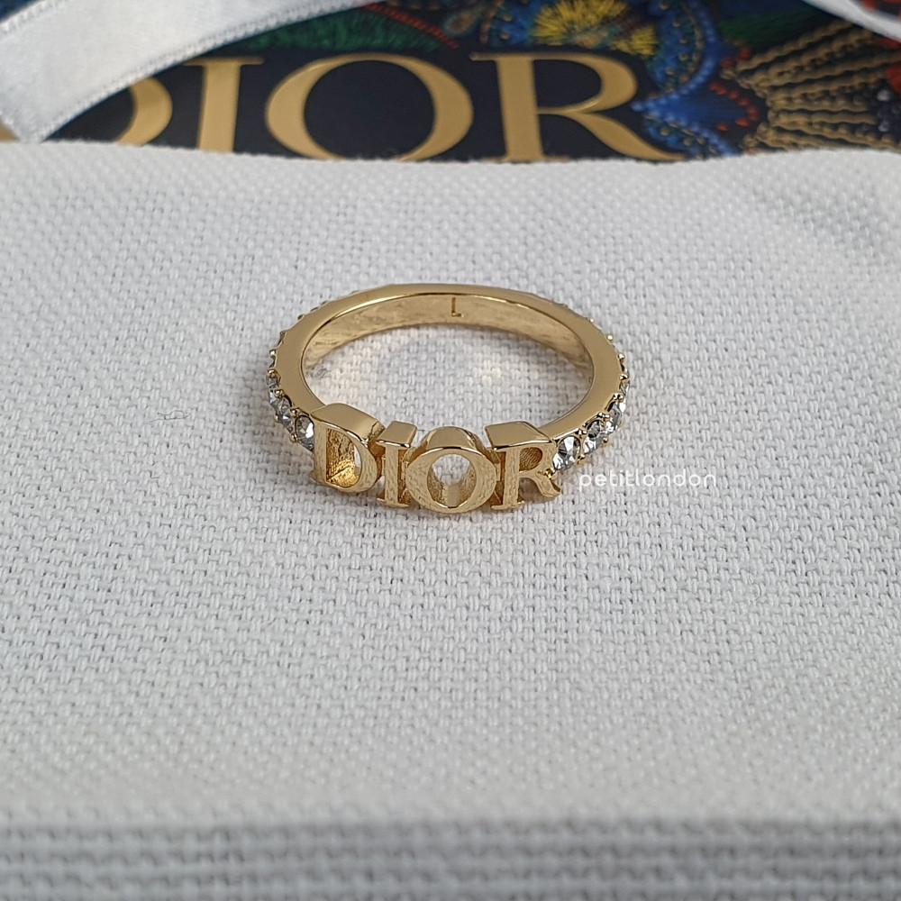 [골드/실버] 디올 레볼루션 로고 크리스탈 스터드 반지
