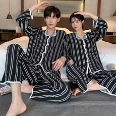 로리돌스 커플잠옷 블랙 실크 스트라이프 파자마