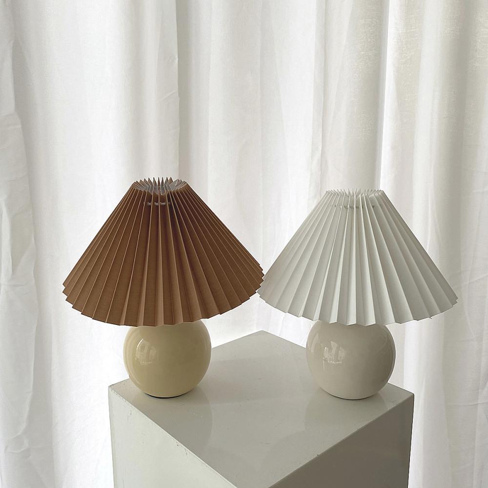 [무료배송] 오드앤룸 빈티지 단스탠드 우드 플리츠 조명 스탠드 독서등 테이블 주름 램프