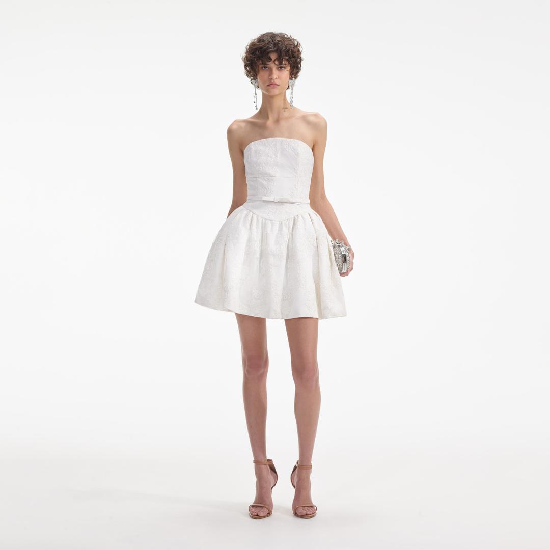 Cream Lace Bandeau Mini Dress - UK 6