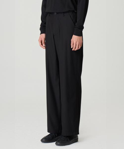 폴드 플리츠 와이드 팬츠 BLACK