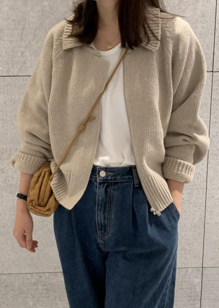 히든 울 집업 니트 가디건