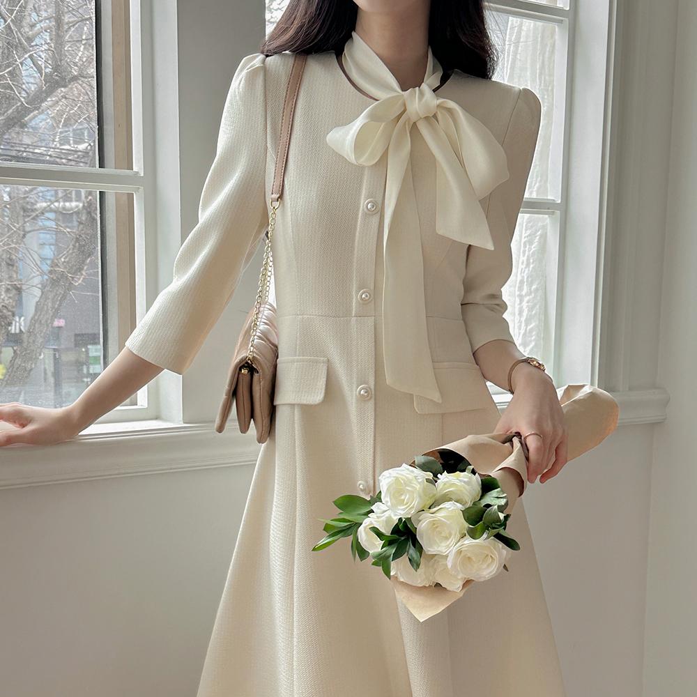 트위드 7부 A라인 원피스(+스카프)