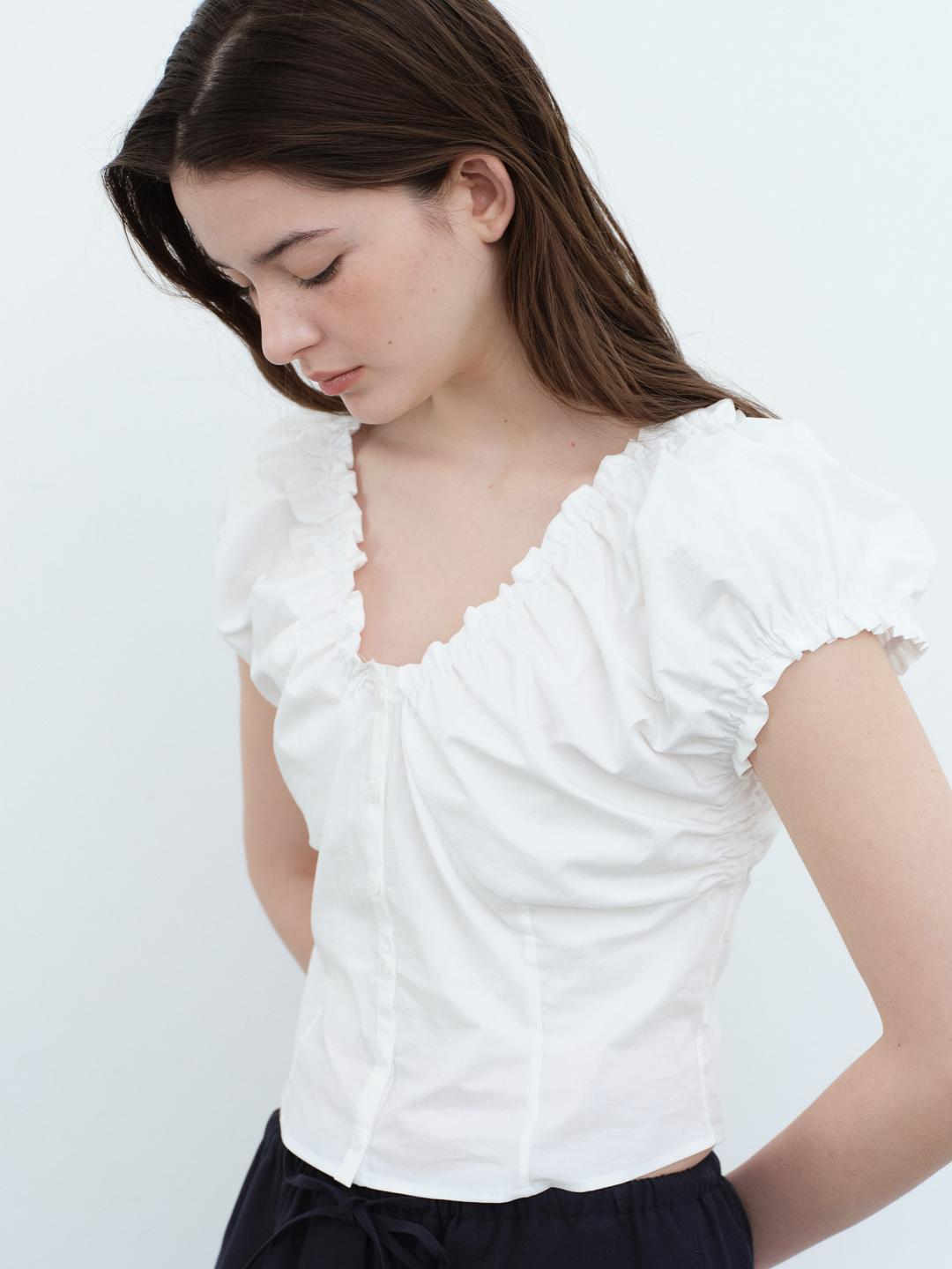 (Refurb) Cotton Frill Blouse-White