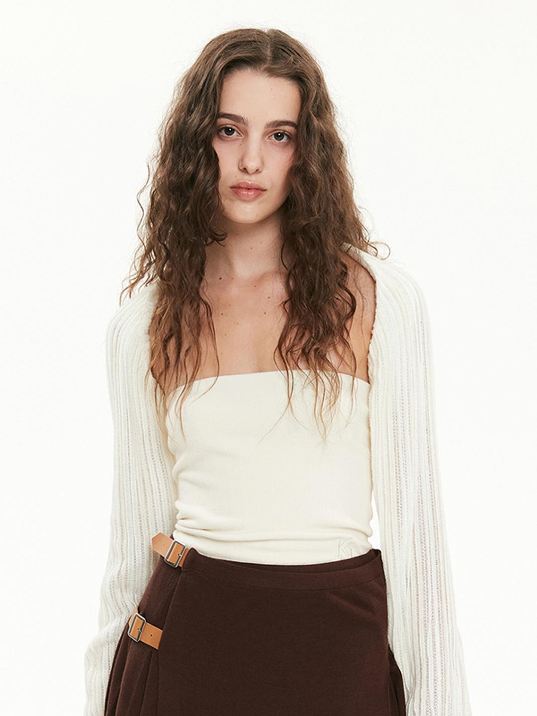 키르시 니트 크롭 탑 세트 [아이보리]