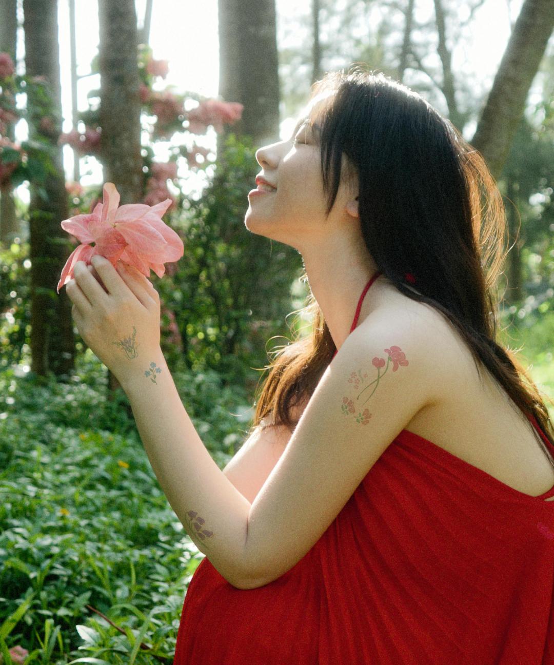 썸머차일드 [KC인증/국산]프리미엄 타투스티커 레터링 건식 수채화 셀프 헤나 문신 스티커